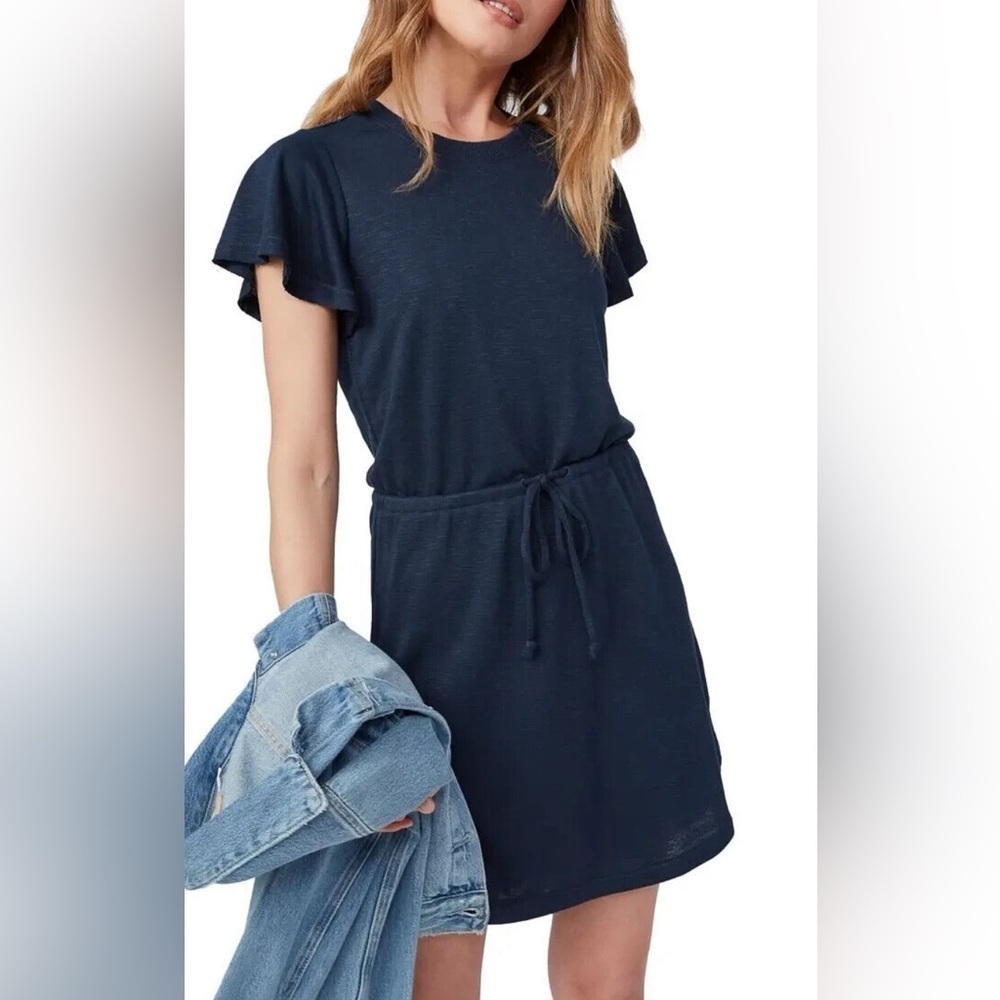 NWOT Paige Brielle Navy Drawstring mini dress, women’s size small.